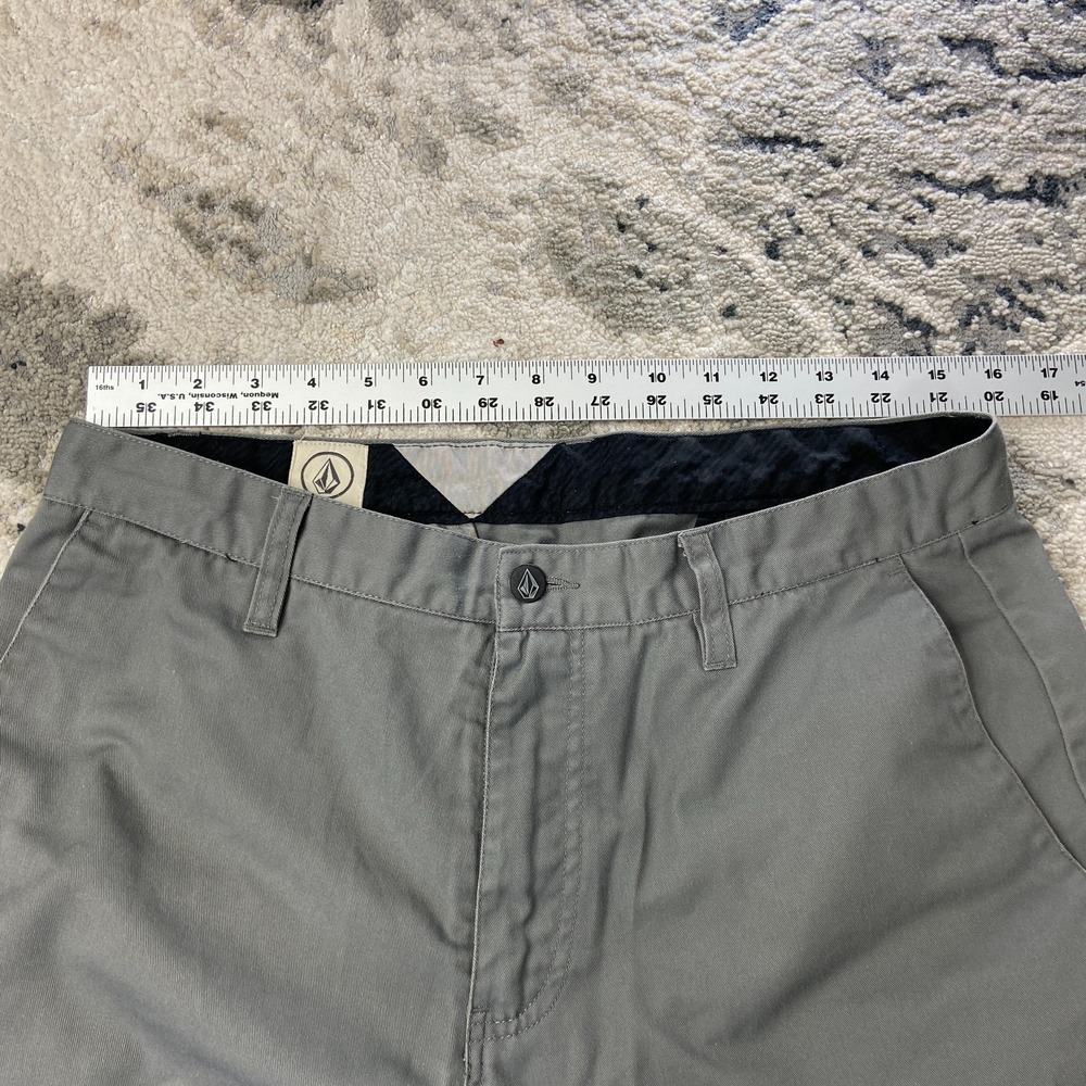 Y2K Surf Volcom Frickin Chino‎ Shorts Mens 32 Gray Cotton Golf Performance - Picture 13 of 14